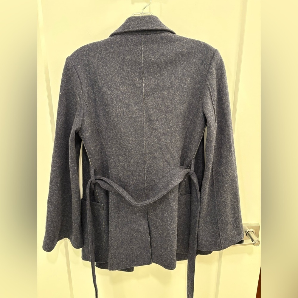 Boden Navy Double Faced Wool Belted Wrap Jacket Size 6 - Picture 15 of 16